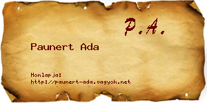 Paunert Ada névjegykártya